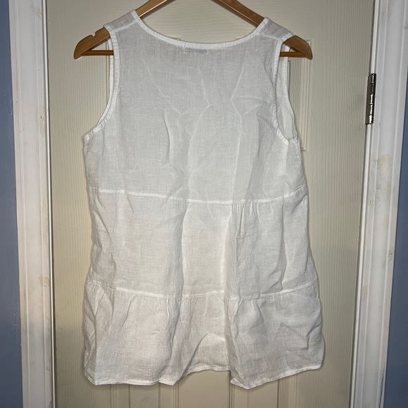 Valentina Naldi Shirt M Tank Top White Linen Peasant Eyelet Italian Cottagecore - Picture 5 of 5